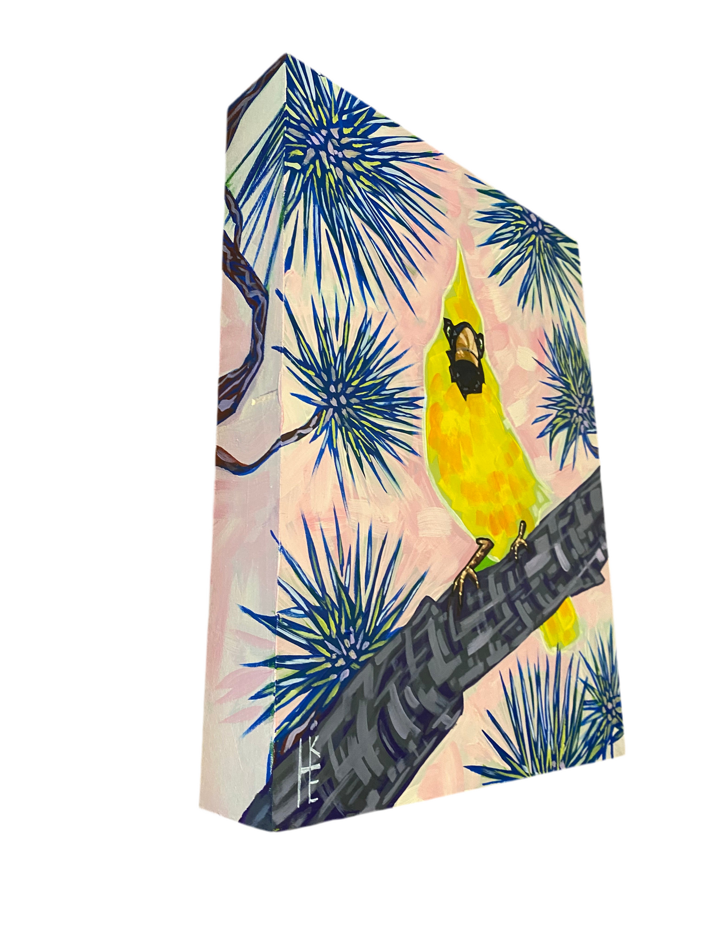 “Yellow Cardinal Muse” Acrylic on Wood Panel