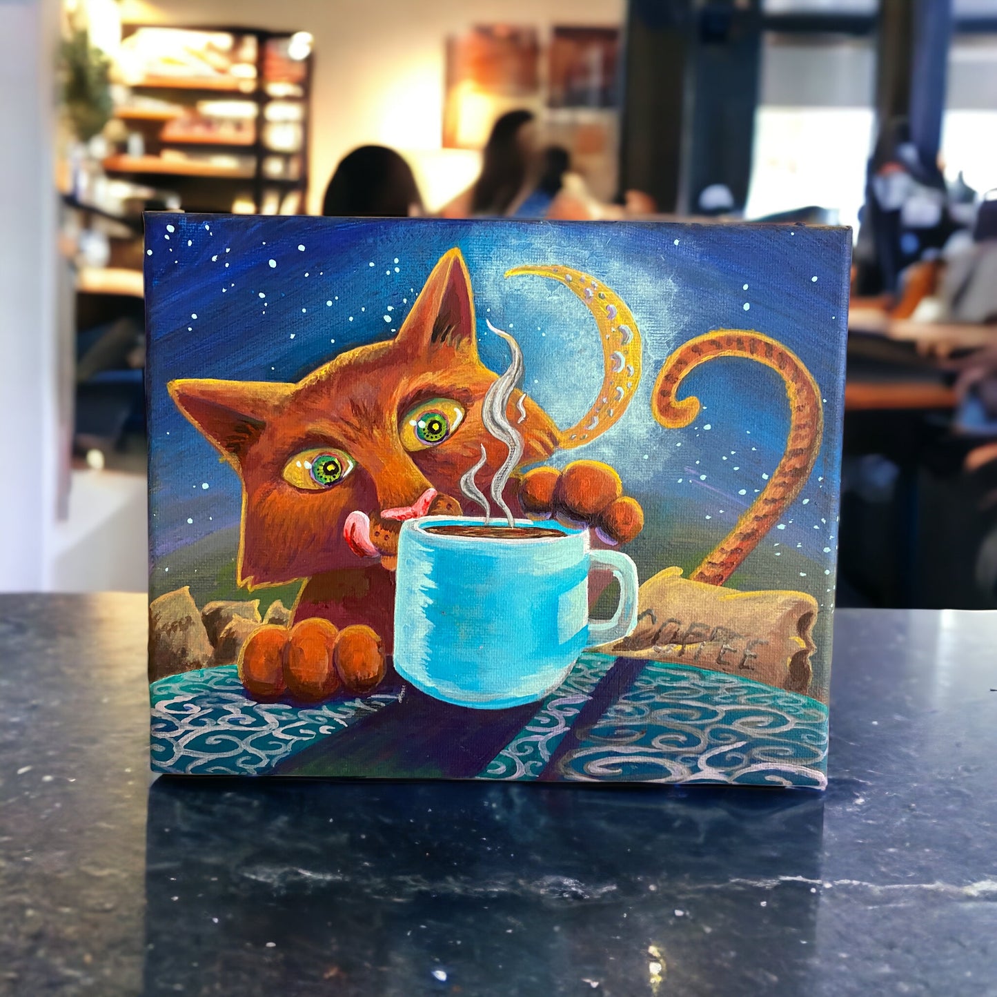 “Cat-fe Coffee” 10x8 (2018) *ORIGINAL*