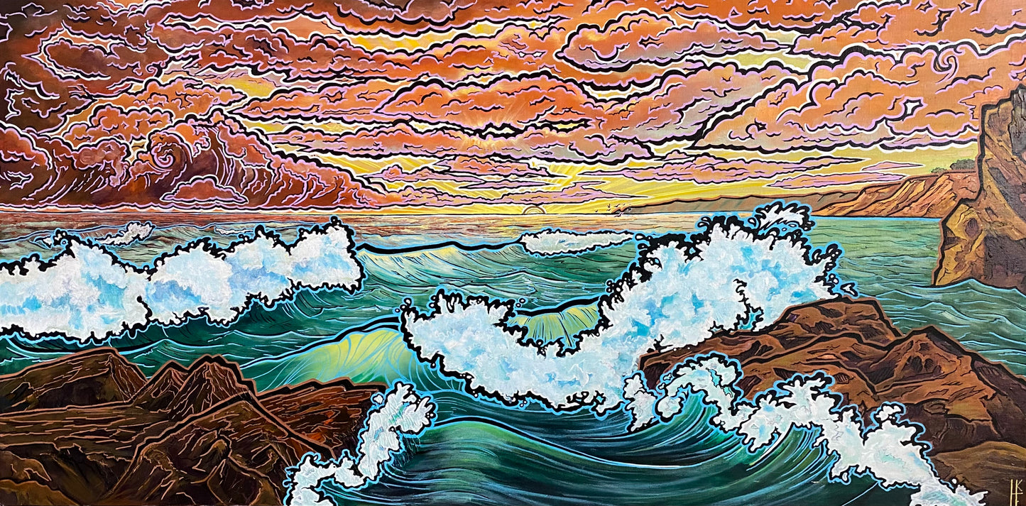 “Tides of Sunfall” ORIGINAL 48x24