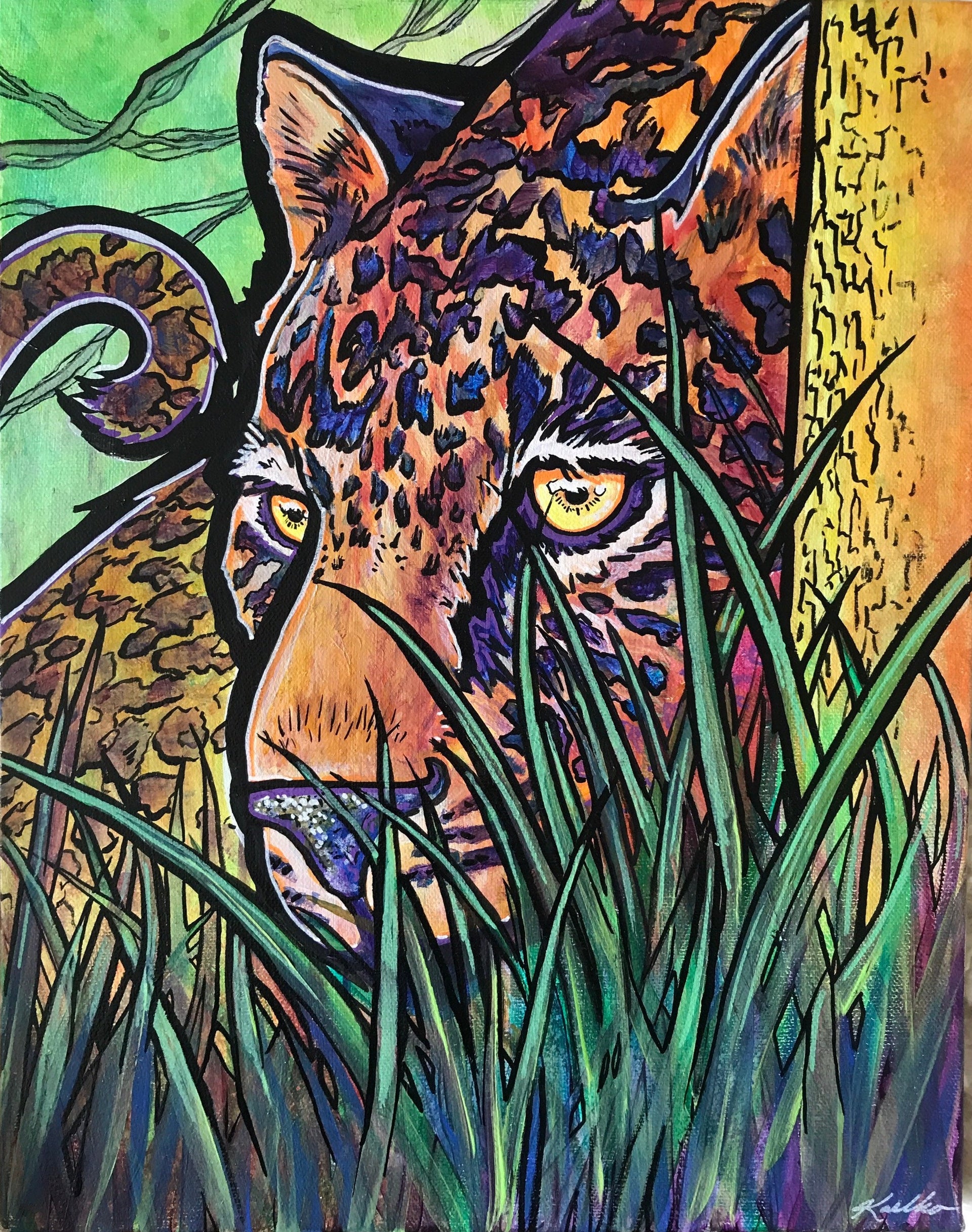 Leopard's Flair” 11x14 (2021) *Original* – BlissBrush Studio Art